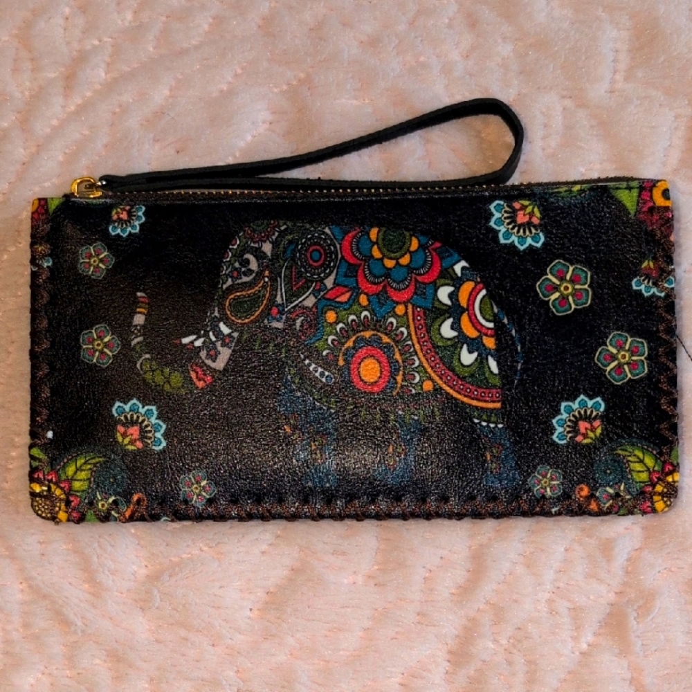 BNWOT Colorful Elephant Pattern Wristlet/Wallet